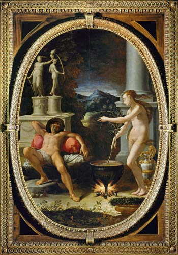Medea verjüngt Edone. a Girolamo Macchietti