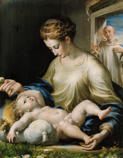 Maria with the child and St. Bruno. a Girolamo Mazzola Bedoli