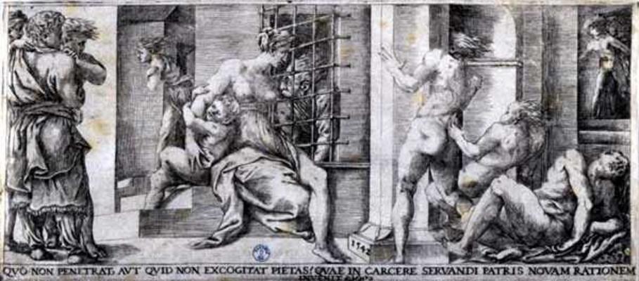Roman Charity (engraving) a Giulio Bonasone