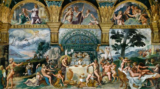 The noble banquet celebrating the marriage of Cupid and Psyche from the Sala di Amore e Psiche a Giulio Romano
