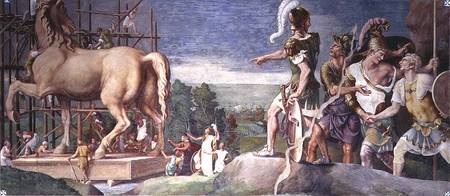 The Construction of the Wooden Horse of Troy a Giulio Romano