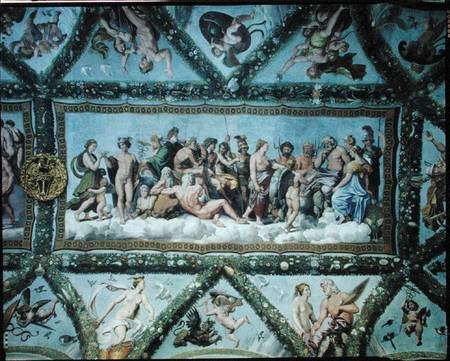The Council of the Gods, ceiling decoration from the 'Loggia of Cupid and Psyche' a Giulio Romano