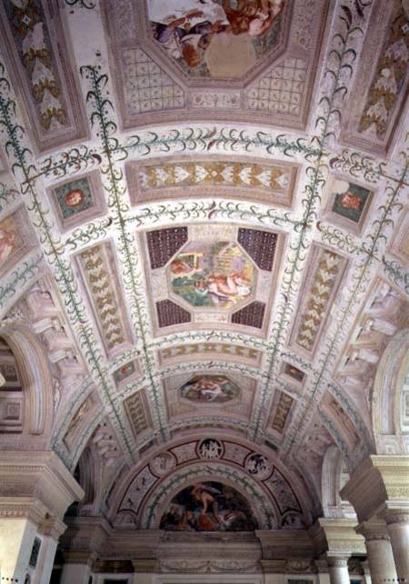 The Loggia di Davide (or D'Onore), ceiling depicting biblical subjects including a lunette of David a Giulio  Romano