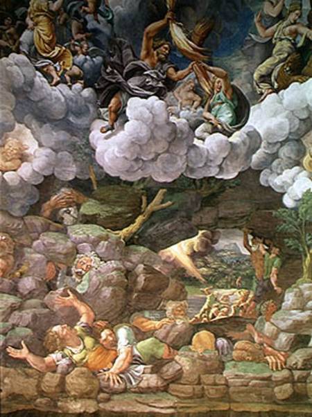 Olympus and Zeus Destroying the Rebellious Giants, detail from one of the walls of the Sala dei Giga a Giulio Romano