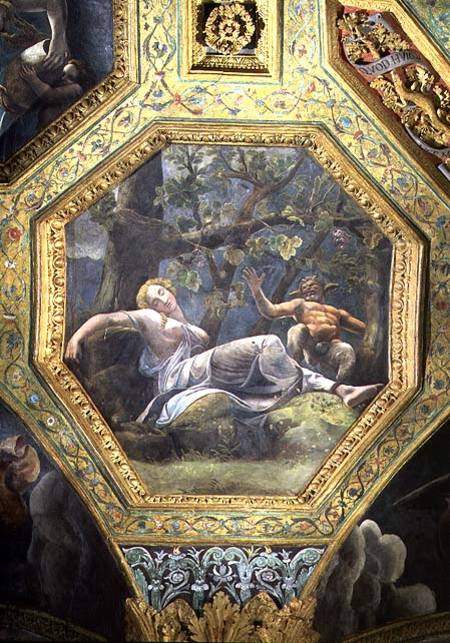 Psyche sleeping in the valley of Cupid, ceiling caisson from the Sala di Amore e Psiche a Giulio Romano