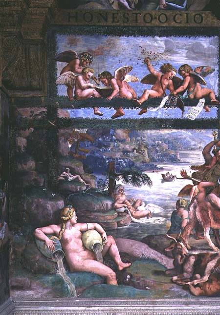 The Rustic Banquet celebrating the marriage of Cupid and Psyche, detail depicting river gods and god a Giulio Romano