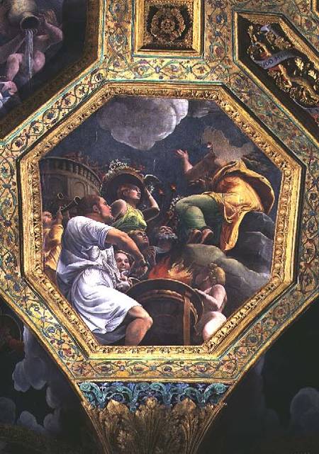 Scene of the sacrifice of a dove, ceiling caisson from the Sala di Amore e Psiche a Giulio Romano