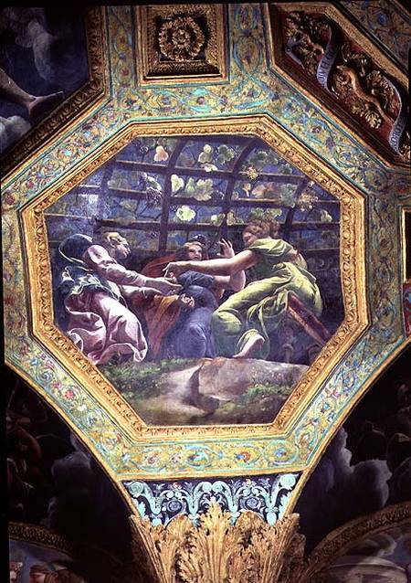 Women gathering grapes, ceiling caisson from the Sala di Amore e Psiche a Giulio Romano