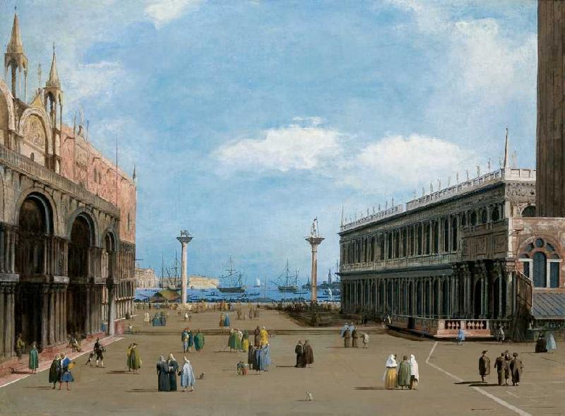 Der Markusplatz in Venedig gegen das Meer. a Giuseppe Bernardino Bison