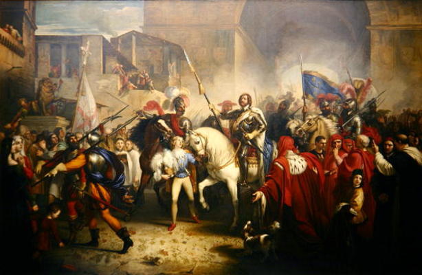Entry of Charles VIII (1470-98) into Florence in 1494 (oil on canvas) a Giuseppe Bezzuoli