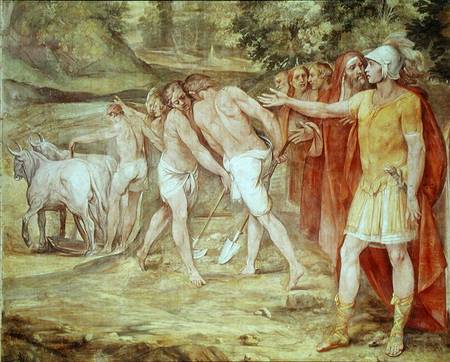 Romulus marking the limits of Rome, from the Sala dei Horatii e Curatii a Giuseppe Cesare