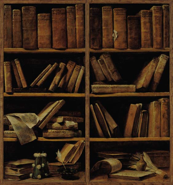 Trompe l'Oeil of a Bookcase a Giuseppe Lo Spagnuolo Crespi