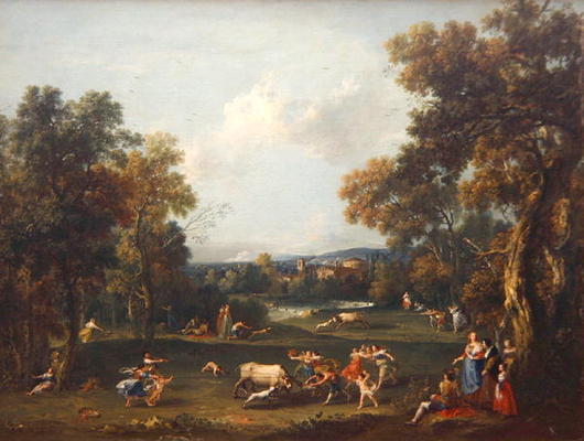 Hunt for the Bull, c.1732 (oil on canvas) a Giuseppe Zais
