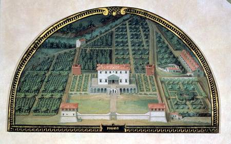Villa Poggio a Caiano from a series of lunettes depicting views of the Medici villas a Giusto Utens