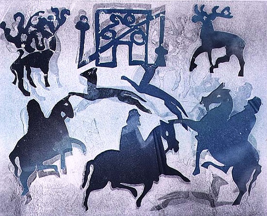 Pictish Hunting Scene III, 1995 (monotype)  a Gloria  Wallington