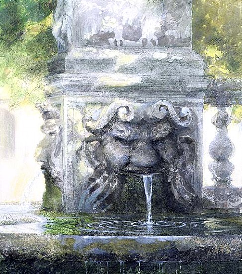 Fountain in the Borghese Gardens, Rome, 1982 (w/c and gouache on paper)  a Glyn  Morgan