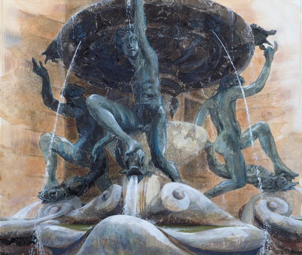Fountain of the Tortoises, Rome, 1983 (w/c and gouache on paper)  a Glyn  Morgan