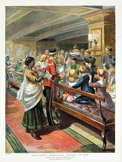 Children''s Christmas Dinner at Sea from the Graphic Christmas Number a Godefroy Durand