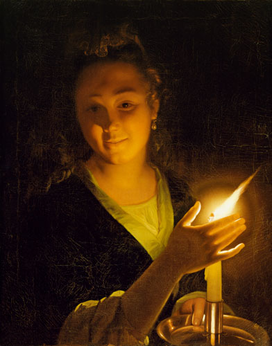 Junge Frau mit brennender Kerze. a Godfried Schalcken