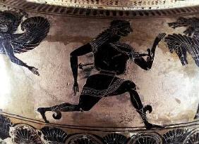 Perseus Fleeing from the Gorgons, detail from an Attic black-figure dinos, Greek, c.590 BC (pottery)