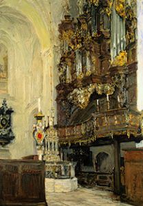 Play the organ with grocer choir in the cathedral to Lübeck. a Gotthard Kuehl