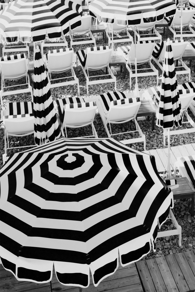 Black and White Beach Umbrellas a Grace Digital Art Co