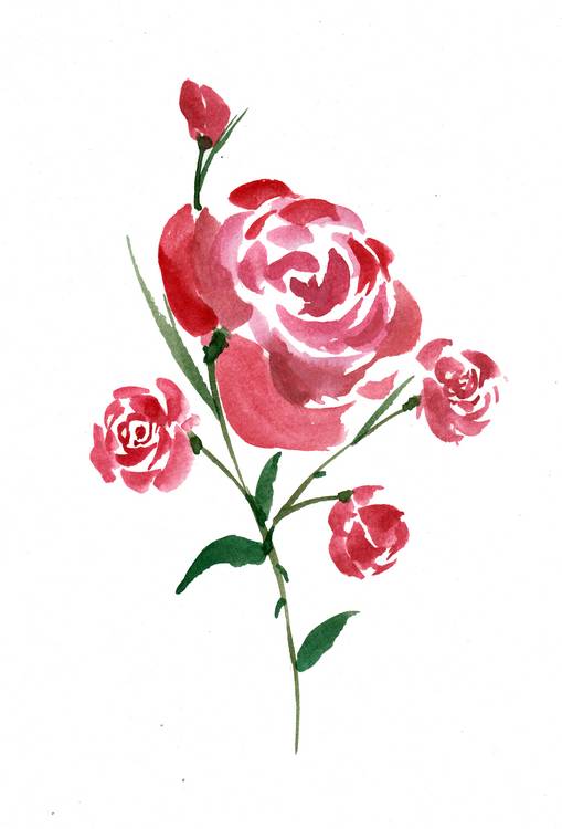 Intricate Watercolor Rose a Sebastian  Grafmann