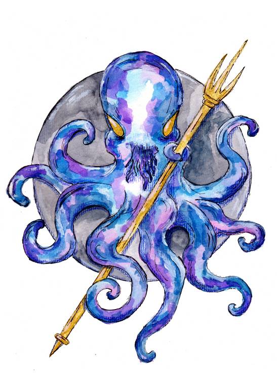 Purple Octopus with Trident a Sebastian  Grafmann
