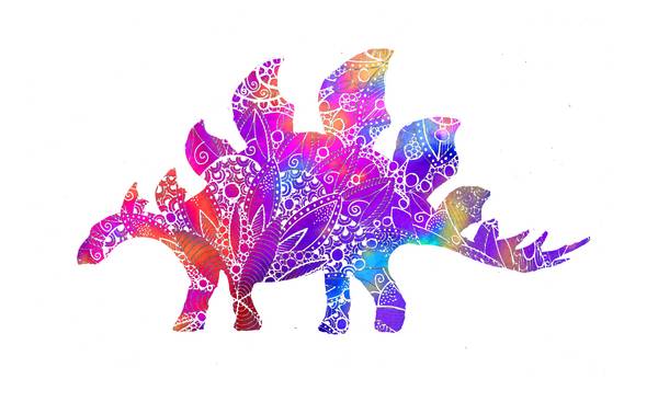 Rainbow Mandala Stegosaur Dinosaur a Sebastian  Grafmann