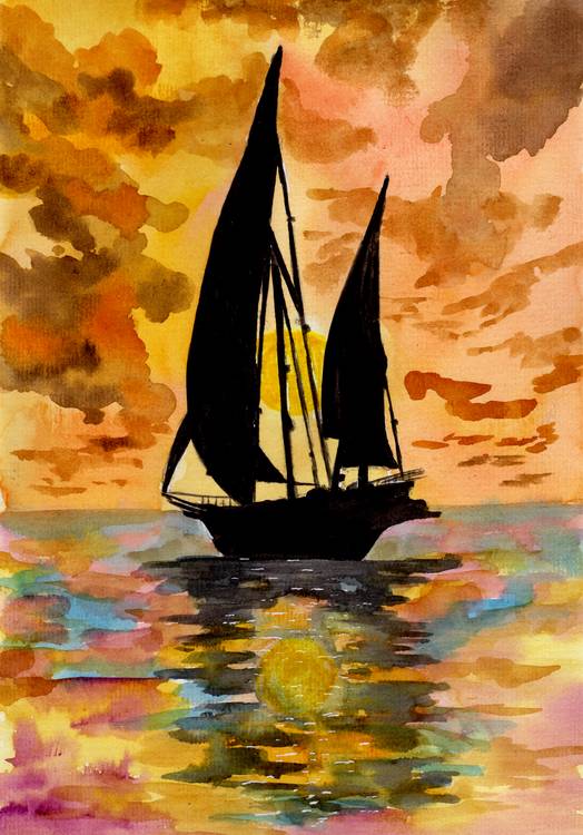 Segelboot und Sonnenuntergang a Sebastian  Grafmann