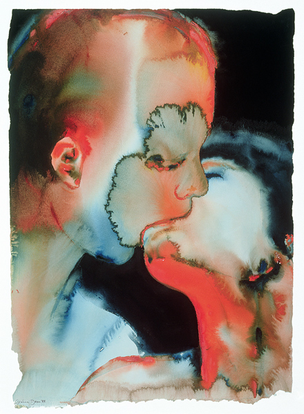 Close-up Kiss, 1988 (w/c on paper)  a Graham  Dean