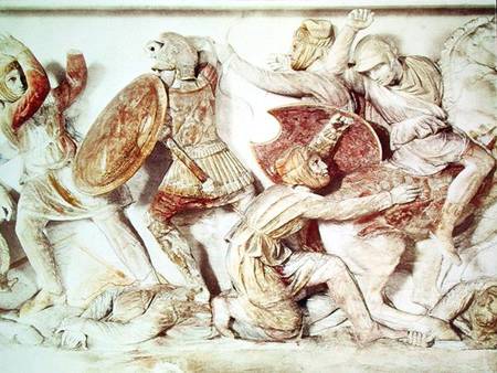 The Alexander Sarcophagus depicting a battle scene a Greci Greci