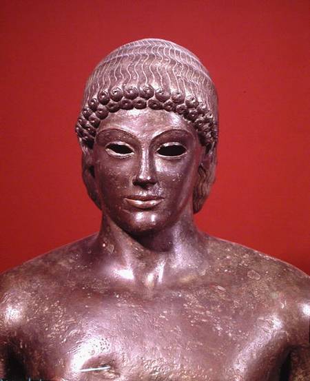 The Apollo of Piombino, detail of the head of the statue, found in Benevento, Greek a Greek School