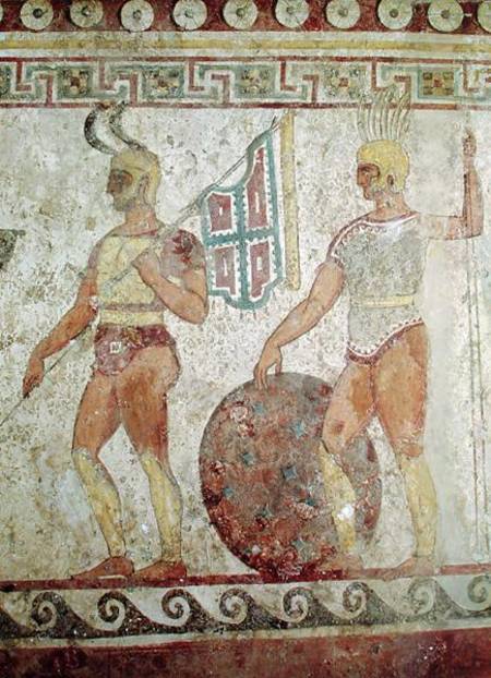 Foot soldiers, tomb painting from Paestum a Greek School