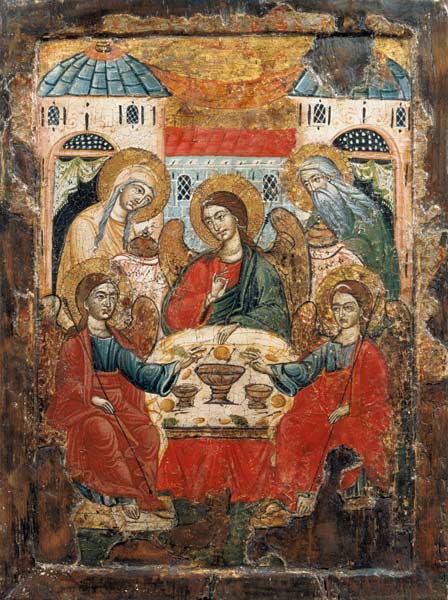 Abraham and the Three Angels, icon, from Macedonia a Greek School