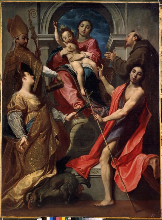 Virgin and Child with Saints Francis of Assisi, John the Baptist, Margaret and Gregory the Great a Gregorio Pagani