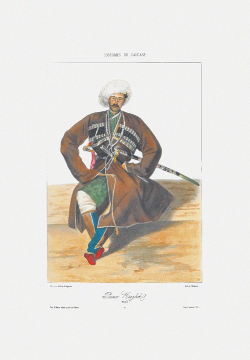 Prince Kazbek of Ossetia (From: Scenes, paysages, meurs et costumes du Caucase) a Grigori Grigorevich Gagarin