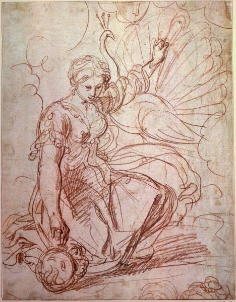 Guercino/ Juno schmückt die Pfaue/ 17.Jh a Guercino (eigentl. Giovanni Francesco Barbieri)