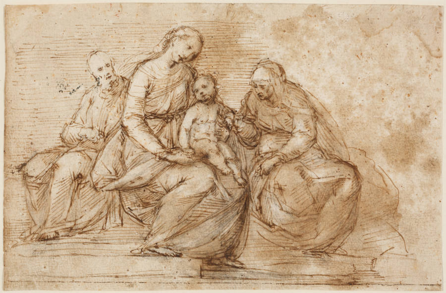 Madonna mit Kind und den Heiligen Anna und Joseph a Guglielmo Caccia