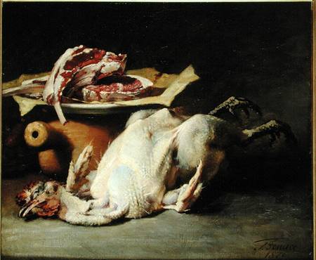 Still Life of a Chicken and Cutlets a Guillaume Romain Fouace