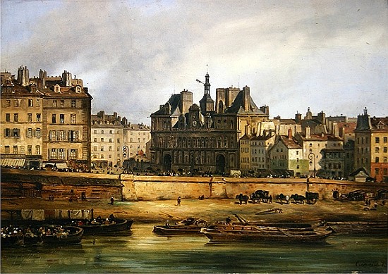 Hotel de Ville and embankment, Paris a Guiseppe Canella
