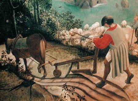 Landscape with the Fall of Icarus, detail of a man ploughing a Giuseppe Pellizza da Volpedo