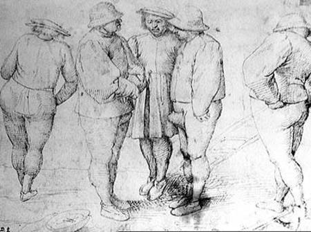 Peasants in Conversation (pen & ink on paper) a Giuseppe Pellizza da Volpedo