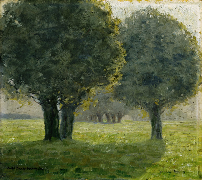 Gruppo di alberi nella luce solare a Gustav Heinrich Münch-Mannheim