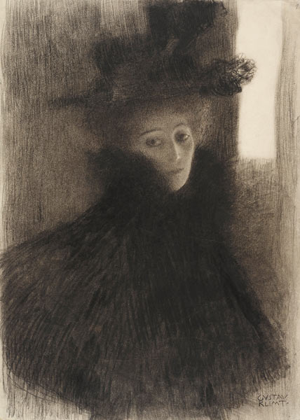 Portrait of a Lady with Cape and Hat a Gustav Klimt