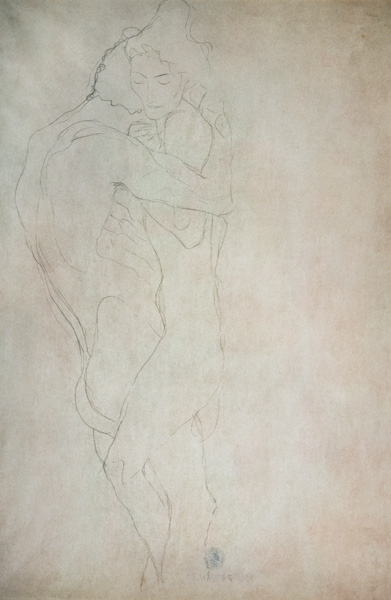 Liebespaar nach rechts liegend a Gustav Klimt