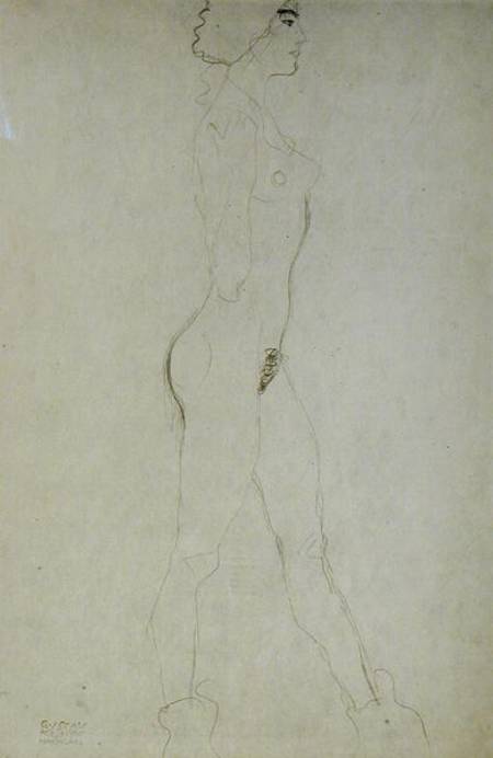 Standing Nude, cil on a Gustav Klimt