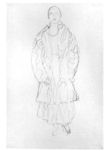 Standing Woman with Coat a Gustav Klimt