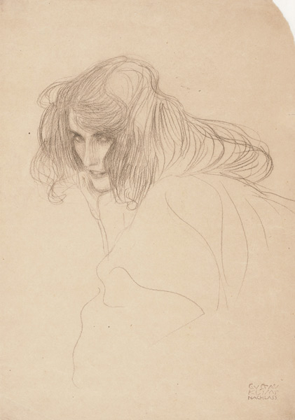 Study of a woman's head in three-quarter profile (Study for Unchastity in the Beethoven Frieze) a Gustav Klimt
