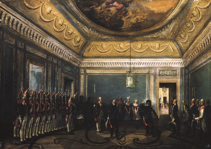 Changing of the Preobrazhensky Regiment Guards in the Gatchina Palace at the time of Paul I a Gustav Schwarz